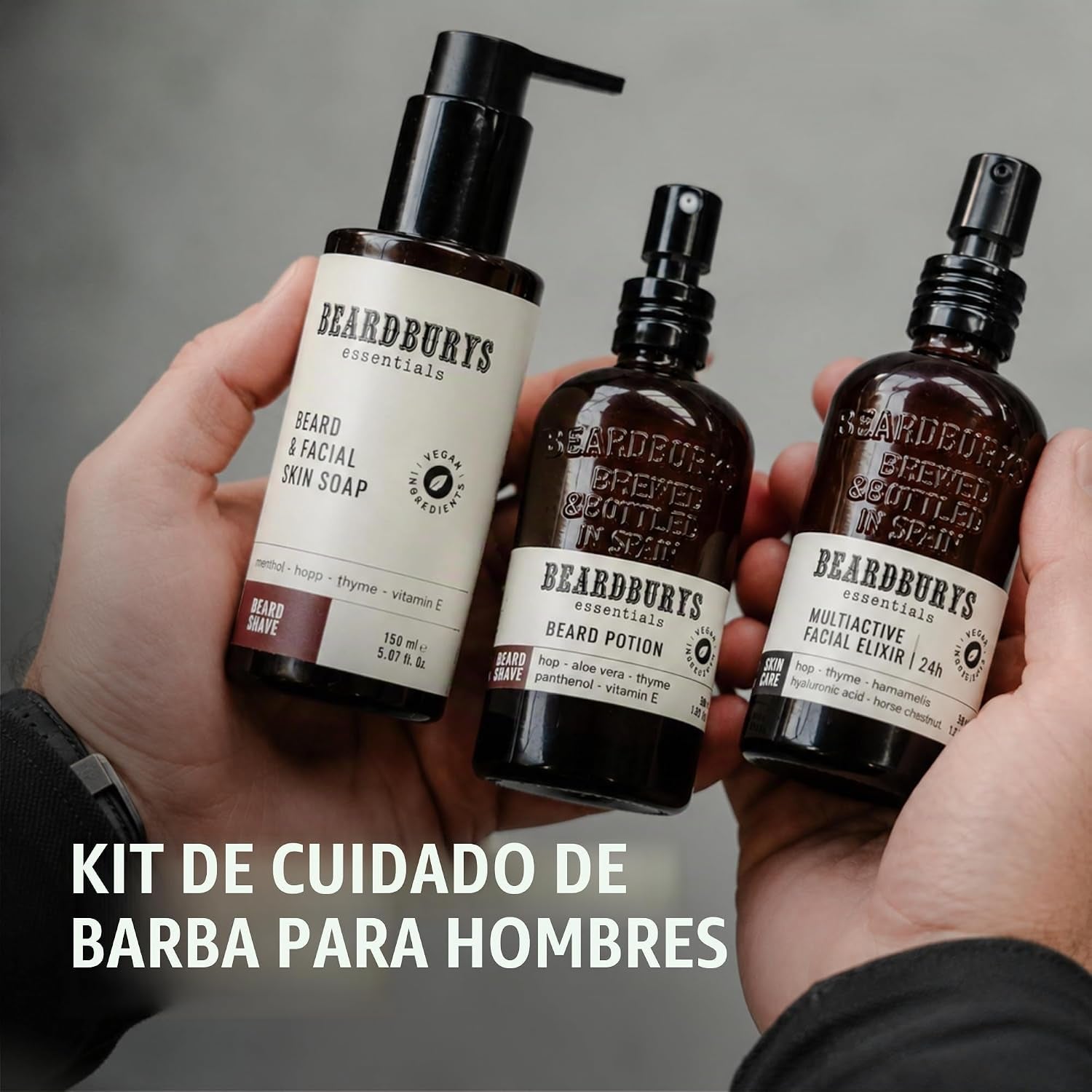 Beardburys Essentials Pack Cuidado Facial Hombre Diario Skincare (Kit Barba + Cara)