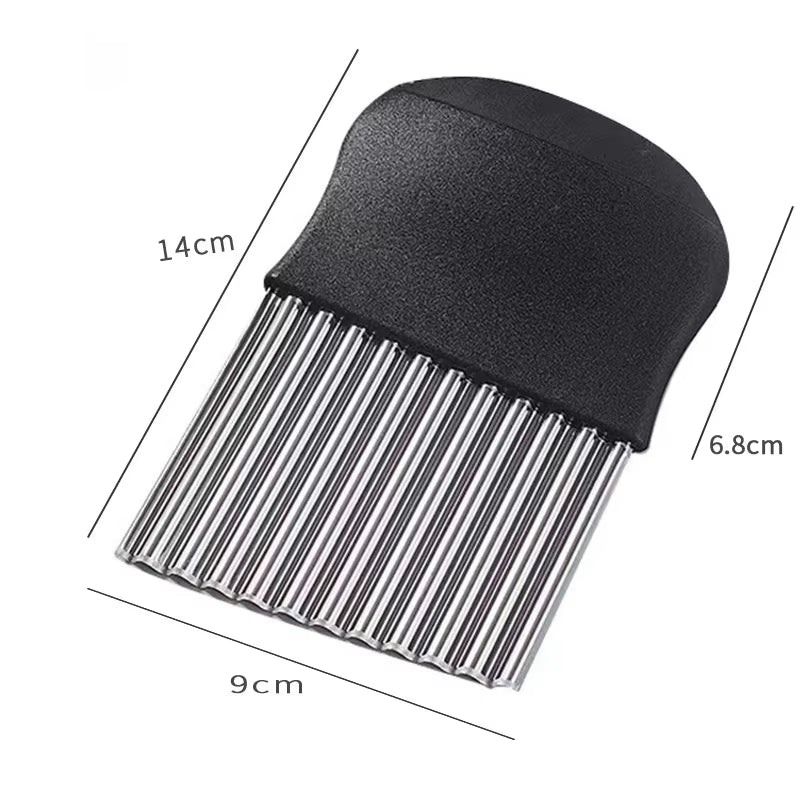Stainless Steel Potato Chip Slicer Dough Vegetable Fruit Crinkle Wavy Kitchen Knife Cutter Chopper French Fry Maker Tools Gadget