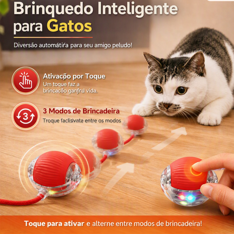 Bola Interativa Automática Recarregável para Cães e Gatos | Nuzo