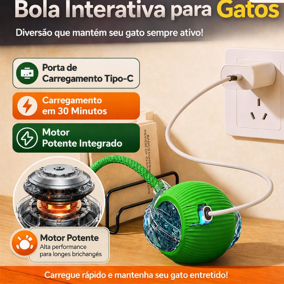 Bola Interativa Automática Recarregável para Cães e Gatos | Nuzo
