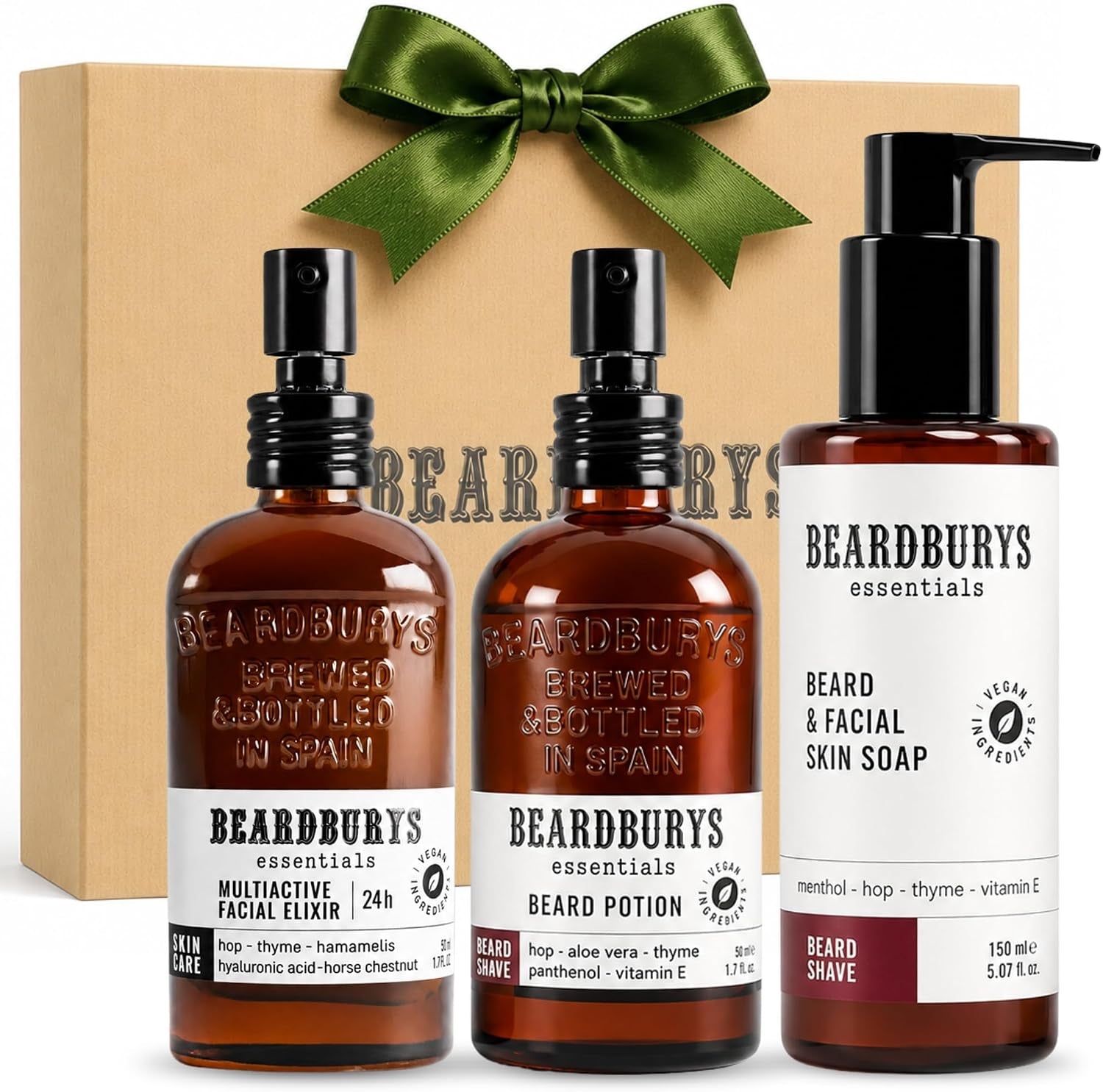 Beardburys Essentials Pack Cuidado Facial Hombre Diario Skincare (Kit Barba + Cara)