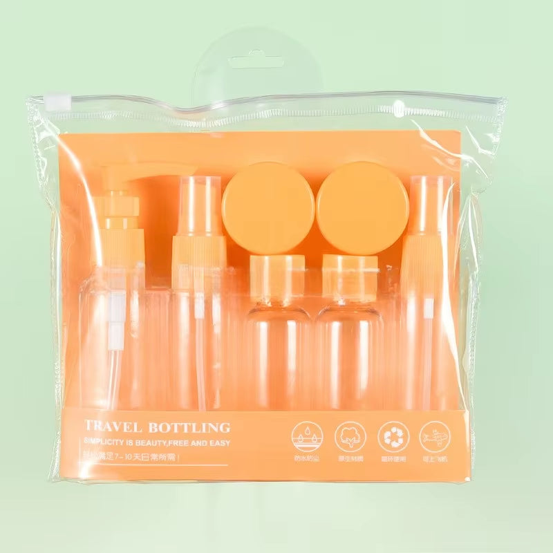 7PCS Travel Bottle Bag Wash Set Makeup Shampoo Body Wash Portable Skin Care Product Hand Cream Refillable Spray Lotion Bottle
